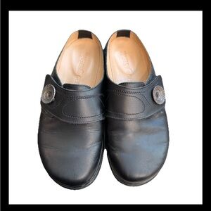 Haflinger Charlotte Mule EU 39 US 8 Black Leather Slip On Clog Comfort Shoe S4